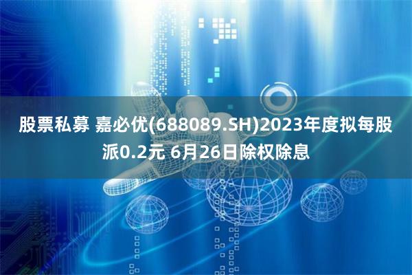 股票私募 嘉必优(688089.SH)2023年度拟每股派0.2元 6月26日除权除息